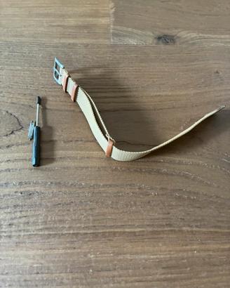 Cinturino nato beige con inserti in pelle 20mm