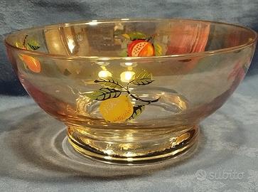 Fruttiera d' epoca di vetro italiano lucidato 