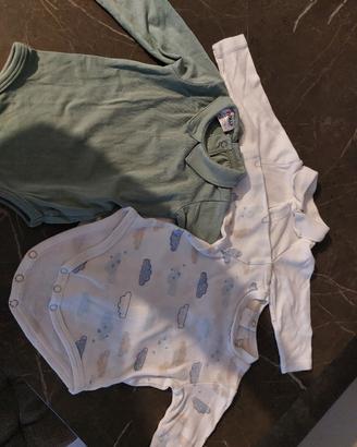 set 3 body per neonato 3 mesi 