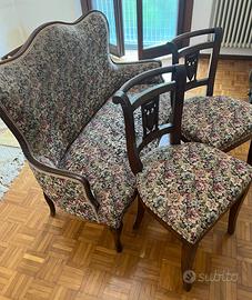 Divanetto e 2 sedie stile Liberty