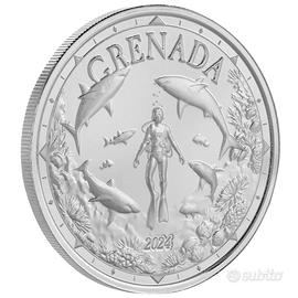 Grenada 2024 - 2$ - EC8 Shark Diver 1 Oz Ag. Proof
