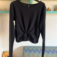 Top Stradivarius nero  TG S maniche lunghe