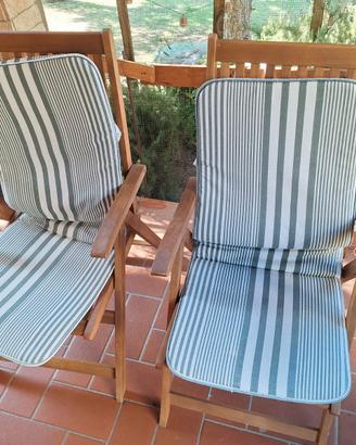 2 sedie legno reclinabile da esterno