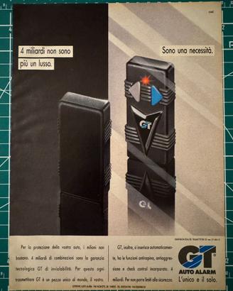 Pubblicità Auto Alarm GT antifurto auto vintage