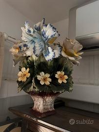 Cesto floreale porcellana Capodimonte Italia
