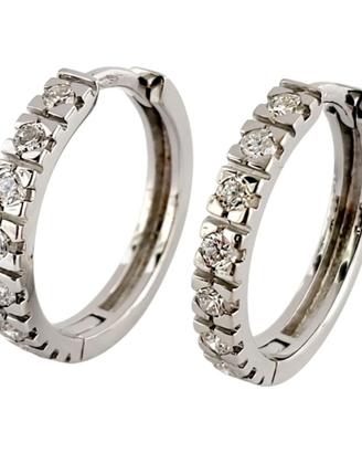 Orecchini a cerchio in Oro Bianco e Diamanti
