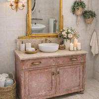 Mobile bagno vintage / sottolavabo + specchio 