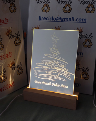 Specchio 13x18cm inciso più Base led Usb