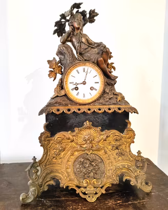 Antica Pendola da Camino in Régule e Bronzo