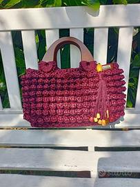 Borsetta in macramè Rosso Bordeaux
