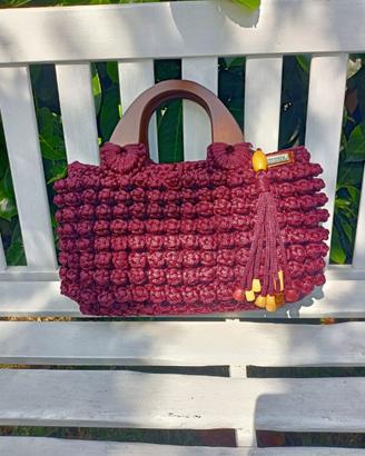Borsetta in macramè Rosso Bordeaux