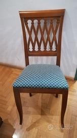 6 sedie in legno imbottite arte povera