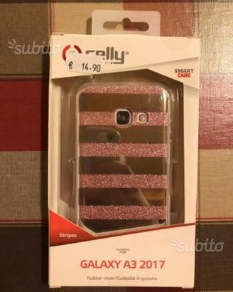 Cover Nuova Celly Galaxy A3 Righe Rosa Pink Rose