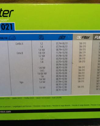 filtro aria per Opel vedi modelli nella legenda