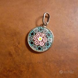 Pendente vintage in vetro di Murano e argento