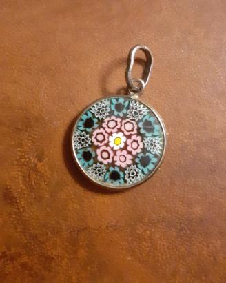 Pendente vintage in vetro di Murano e argento