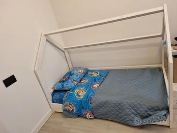 letto in legno casetta scandinavo nordico 160x80