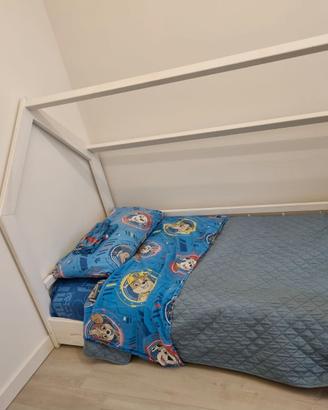 letto in legno casetta scandinavo nordico 160x80