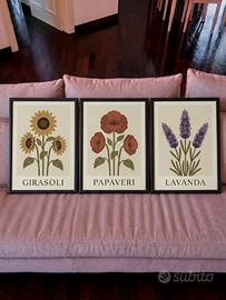 Poster A3 Botanica – Girasoli, Papaveri, Lavanda