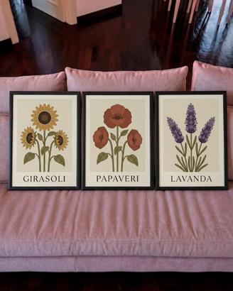 Poster A3 Botanica – Girasoli, Papaveri, Lavanda