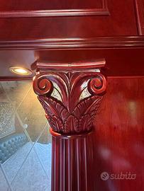 colonna intarsiata in pieno legno