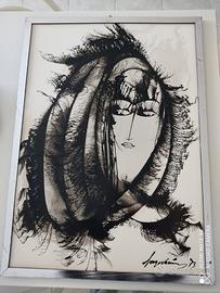 Quadro con dipinto originale firmato Sage Vernis