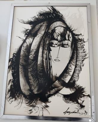 Quadro con dipinto originale firmato Sage Vernis