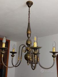 Lampadario in ottone vintage 