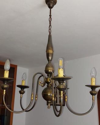 Lampadario in ottone vintage 