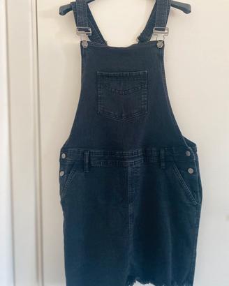 Salopette con gonna in jeans nera