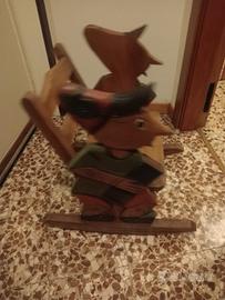 sedia a dondolo in legno massello,