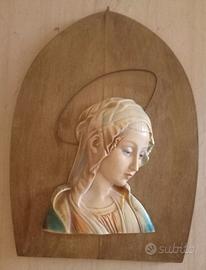 Quadro religioso ceramica e legno