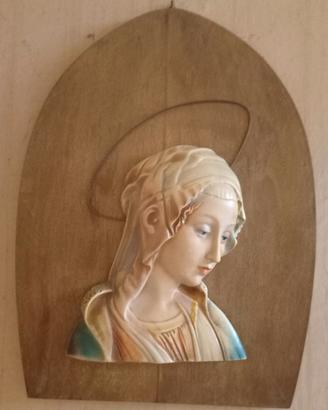 Quadro religioso ceramica e legno
