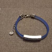 Bracciale, braccialetto azzurro con brillantini