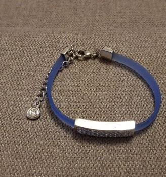 Bracciale, braccialetto azzurro con brillantini
