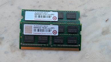 Memoria RAM 8 Gb (2x4 GB)  nb portatile