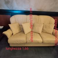 DIVANO CON POLTRONE IN VERA PELLE COLORE GIALLO