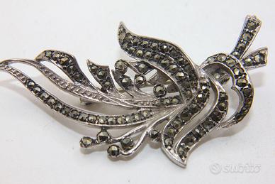 Esclusiva spilla Art Deco argento marcasite