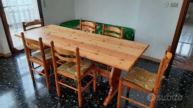 Tavolo tirolese 80 x 200 cm con 6 sedie