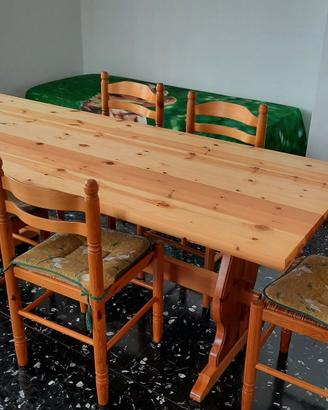 Tavolo tirolese 80 x 200 cm con 6 sedie