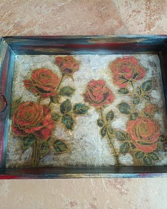 Decoupage scatola/vassoio nero