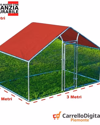 Gabbia per Polli 3x2m x h 2 m – 6 mq - rosso