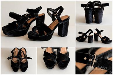 scarpe nere in velluto con tacco 