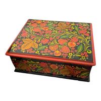 Scatola Portagioie Khokhloma vintage legno 🍓🍃