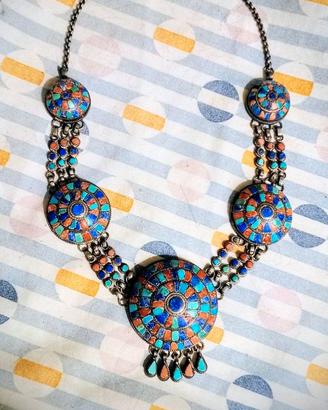 Collana tibetana cerimoniale in argento 925