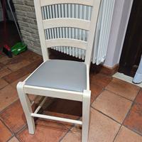 sedie in legno massello e pelle nautica 6 pezzi