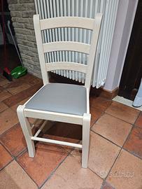 sedie in legno massello e pelle nautica 6 pezzi