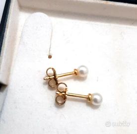 Orecchini Oro giallo 18 kt  perlina A.Dolce 3 mm