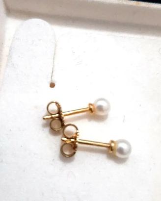 Orecchini Oro giallo 18 kt  perlina A.Dolce 3 mm