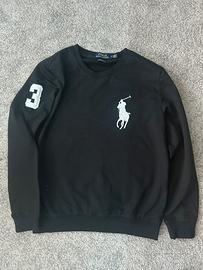 Polo Ralph Lauren Felpa Nera con Logo e Numero 3